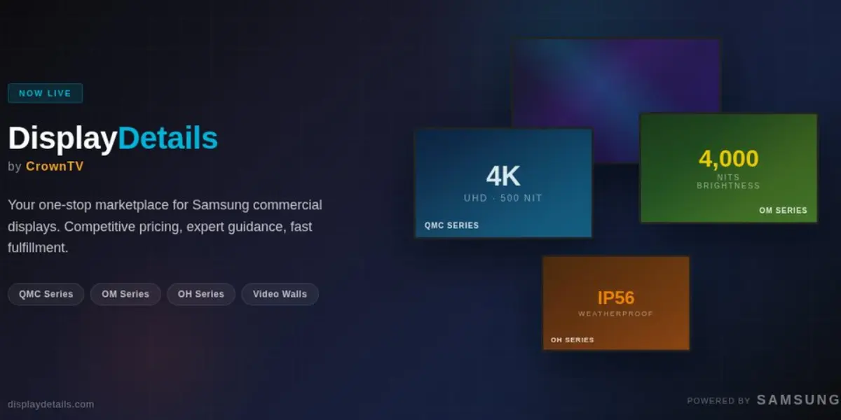 CrownTV Launches DisplayDetails.com Marketplace for Samsung Commercial Displays