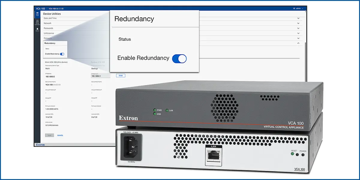 Extron Adds Redundancy Features to VCA 100 Virtual Control Appliance