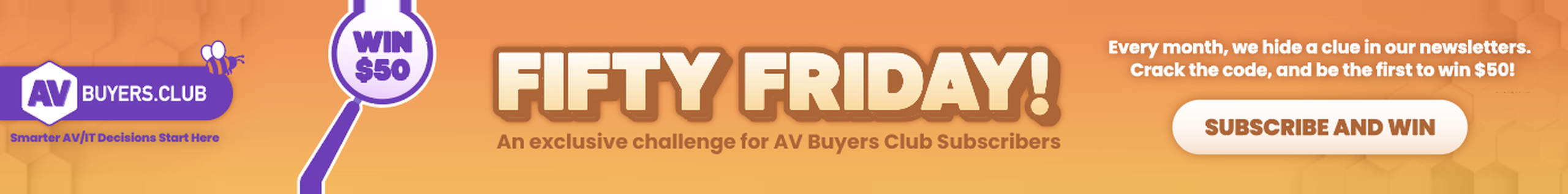 Fifty Friday: crack the code hidden in the AV Buyers Club newsletter and be first to win $50